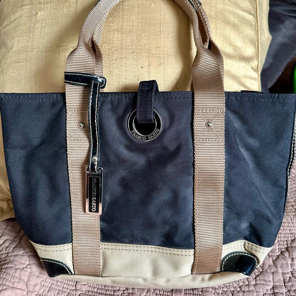 Franco Sarto Two-Tone Black and Tan Satchel